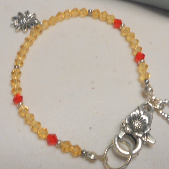 handmade bracelet, dainty, about 16 1/2" long, large heavy lobster claw clasp - Picture 2 of 10